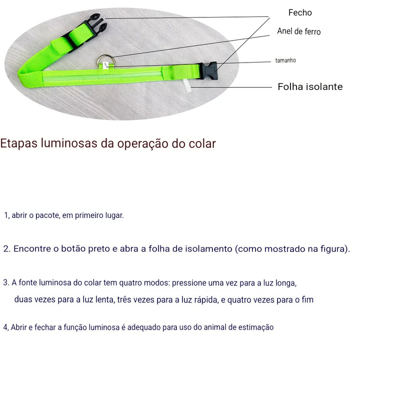 Coleira De LED Para Pets